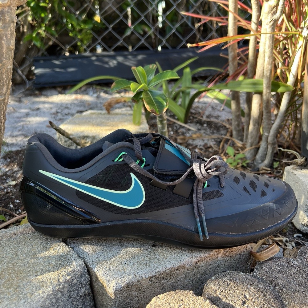 Mens Size 10.5 Nike Track & Field Shoes Zoom Rotational 6 Black Blue FZ9606-001